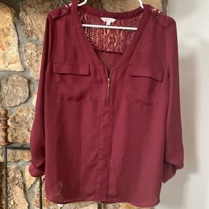 3/4 sleeve 1/4 zip shirt